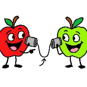 The connecting string sags into a fold while the apples celebrate